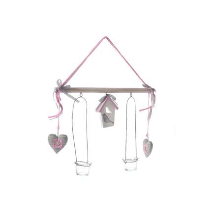 WOODEN HANGING DECO 43X55CM W/HEARTS