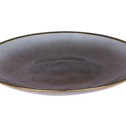 Plate w. golden edge.H2/D21 cm grey.Material: Glass
Not dishwasher safe