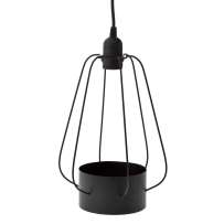 Метална лампа за таван с кашпа, черна, 21х29