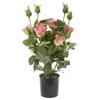 Изкуствена розова роза в саксия, 45 см