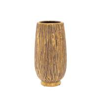 Златно/сива керамична ваза със златен ръб,13x25см.