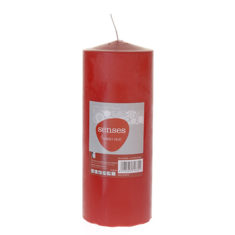 Свещ цилиндър - червена, 7х18 см