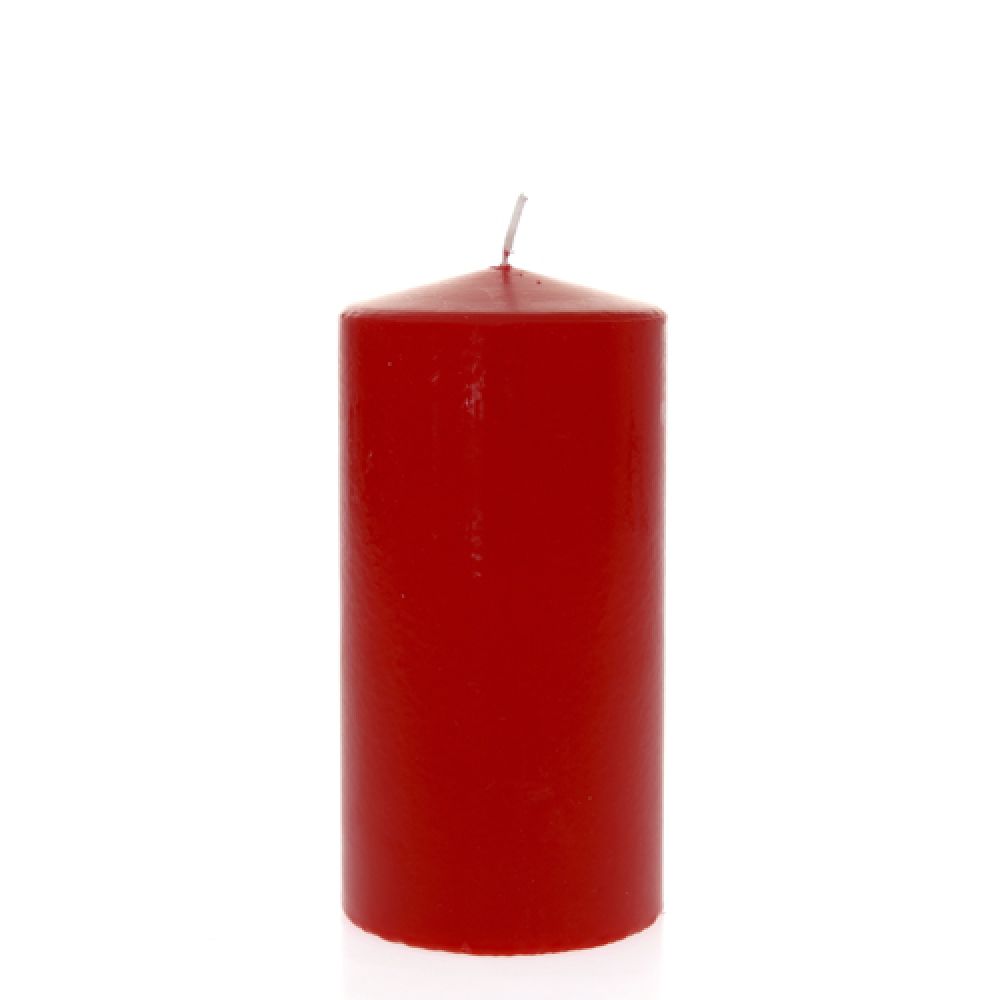 Свещ цилиндър червена,9х18 см