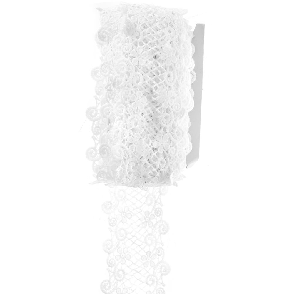 Панделка дантела, бяла, 10х13,5 М