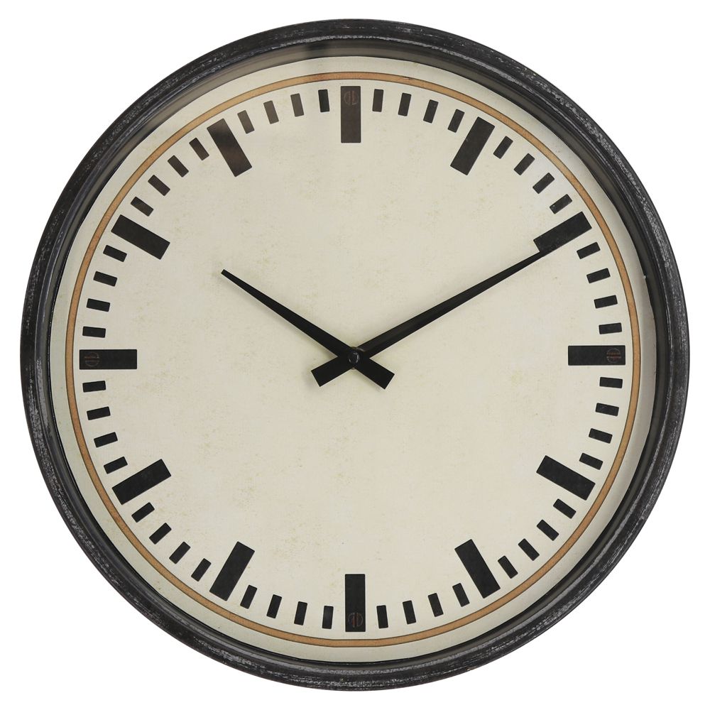 Стенен метален часовник в крем и черно, Ф 40 см