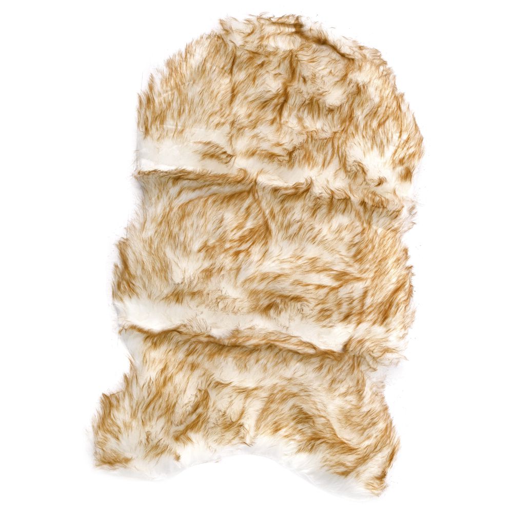 Килимче от кафява изкуствеан овча кожа с пух, 58х100 см