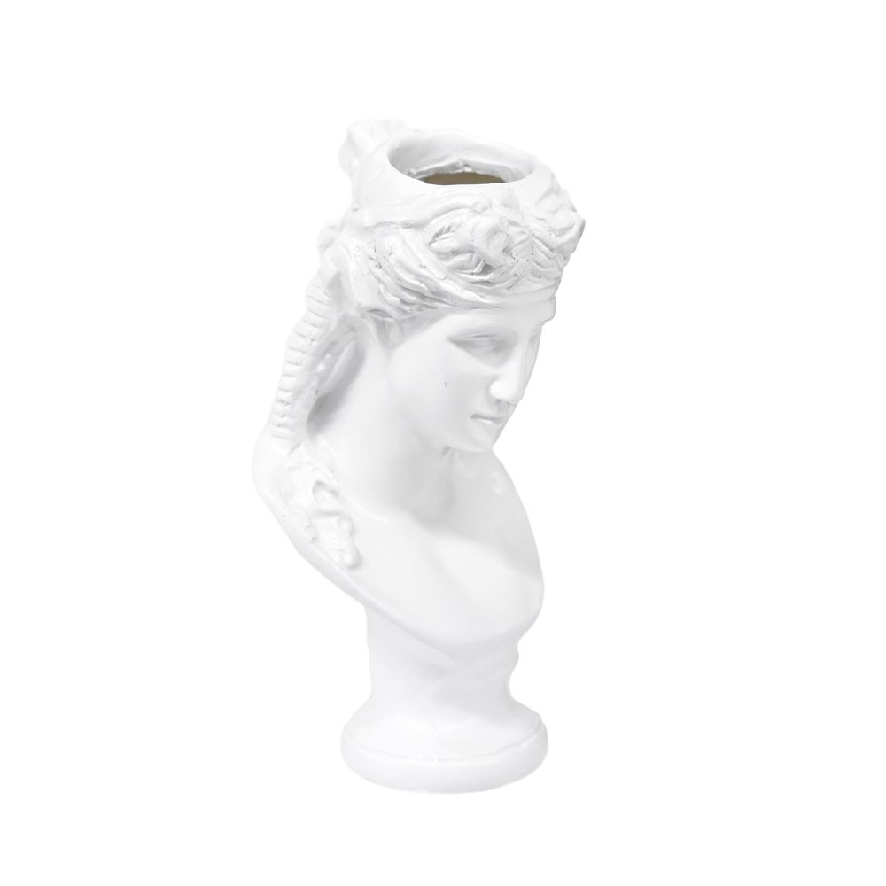Полирезинова бяла кашпа - древногръцка богиня, 9х9х17 см