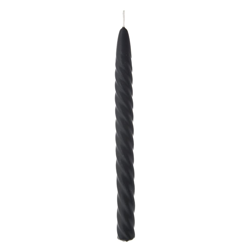 Усукана свещ-черна. Комплект от 6 бр. 25 см