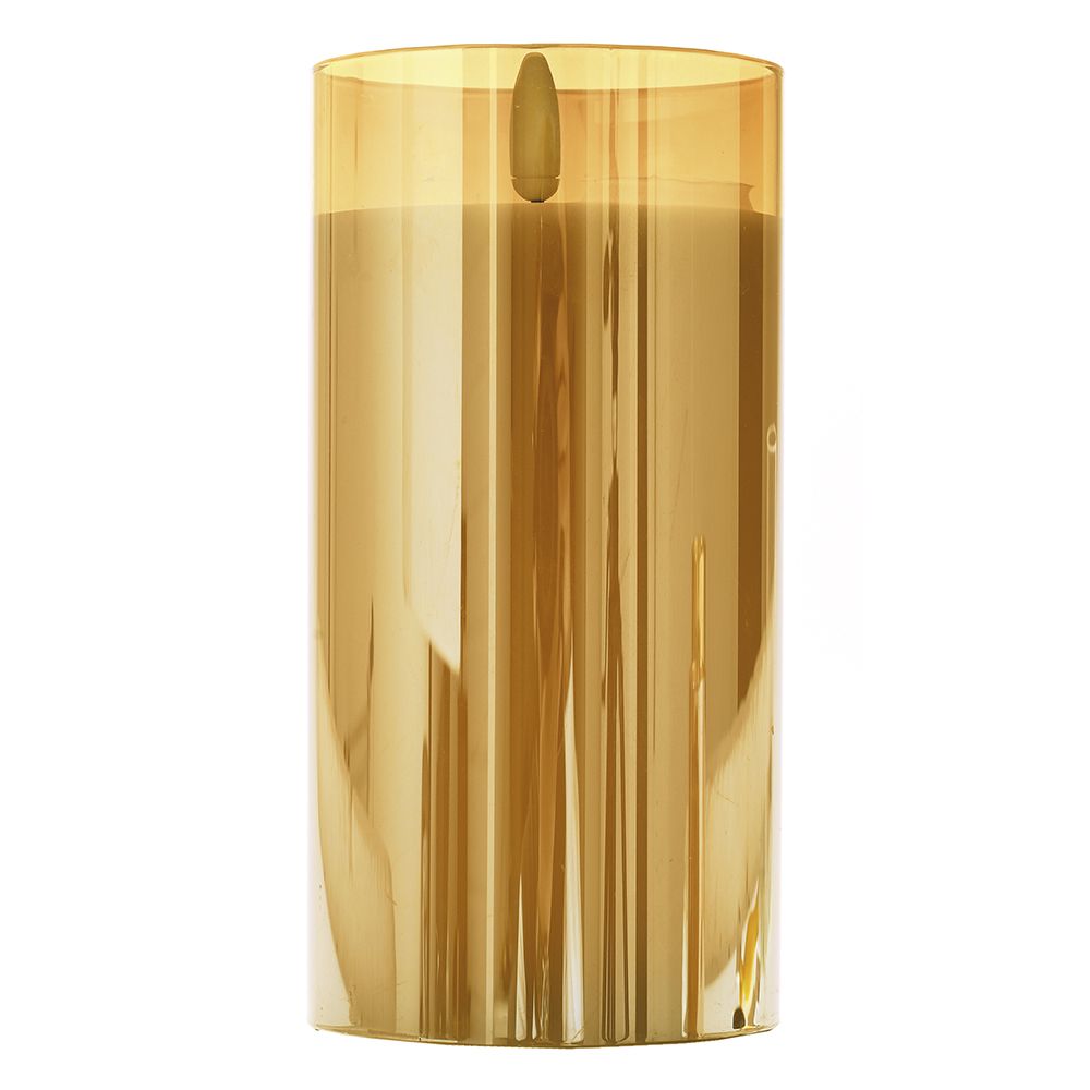 LED cвещ крем на батерии в златна стъкленица, Ф 7,5х10 см