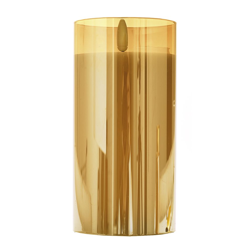 LED cвещ крем на батерии в златна стъкленица, Ф 7,5х12,5 см