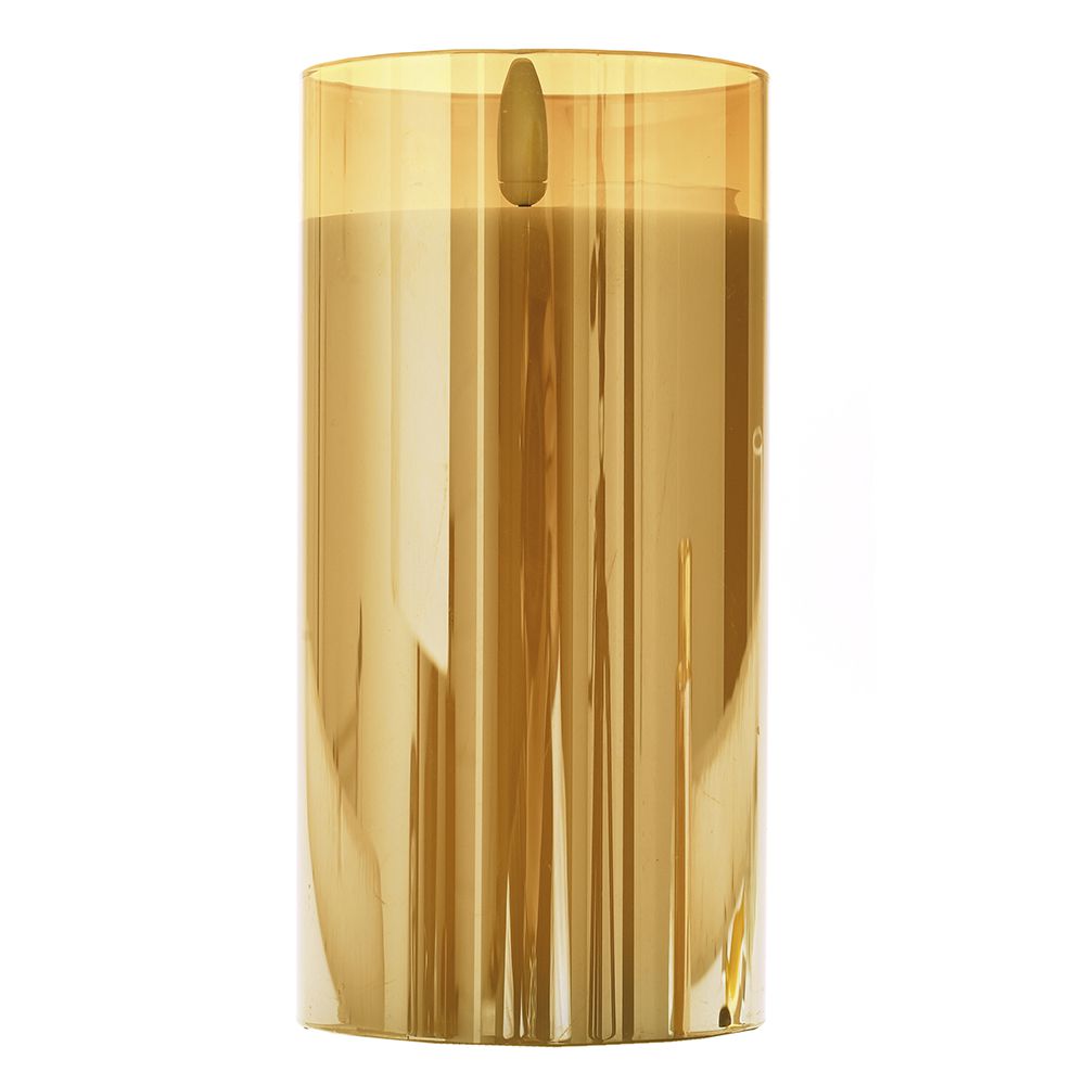 LED cвещ крем на батерии в златна стъкленица, Ф 7,5х15 см