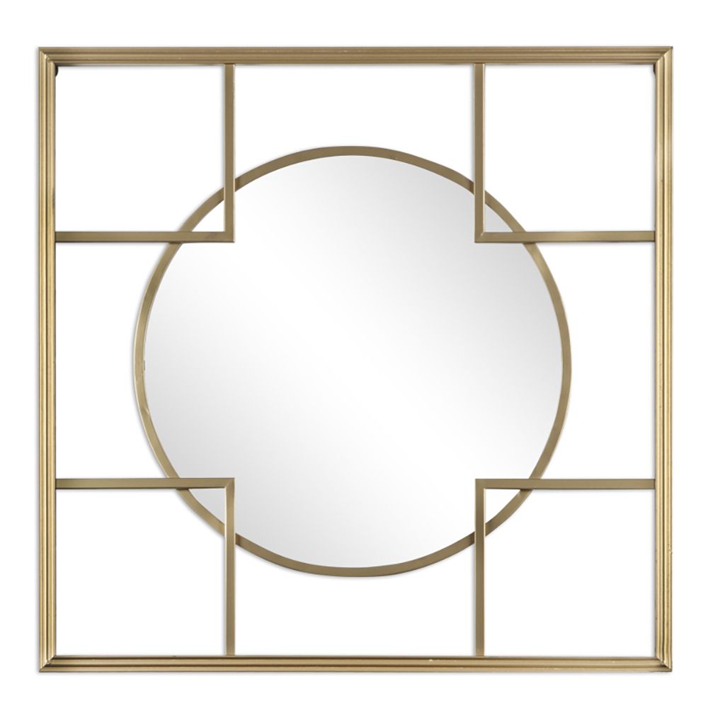 Огледало с квадратна златна рамка. Размер: 60х60х2 см