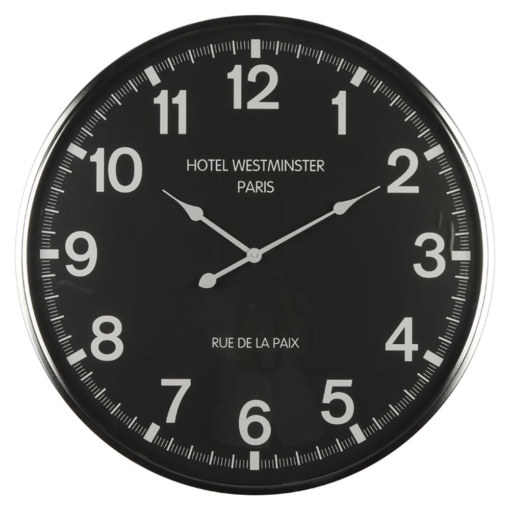 Стенен метален часовник със стъклен протектор-RUE DE LA PAIX. Размер: 76х76х6 см