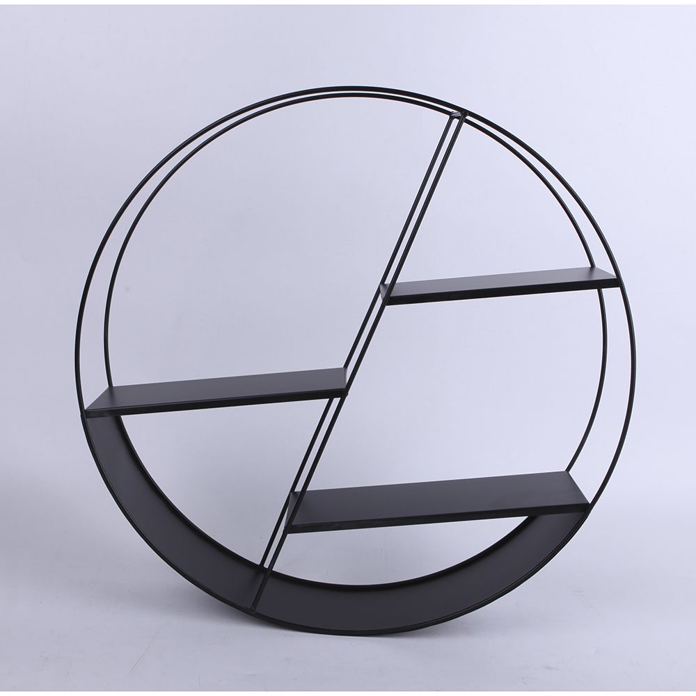 Метален кръгъл рафт в черно, Ф 50х11 см