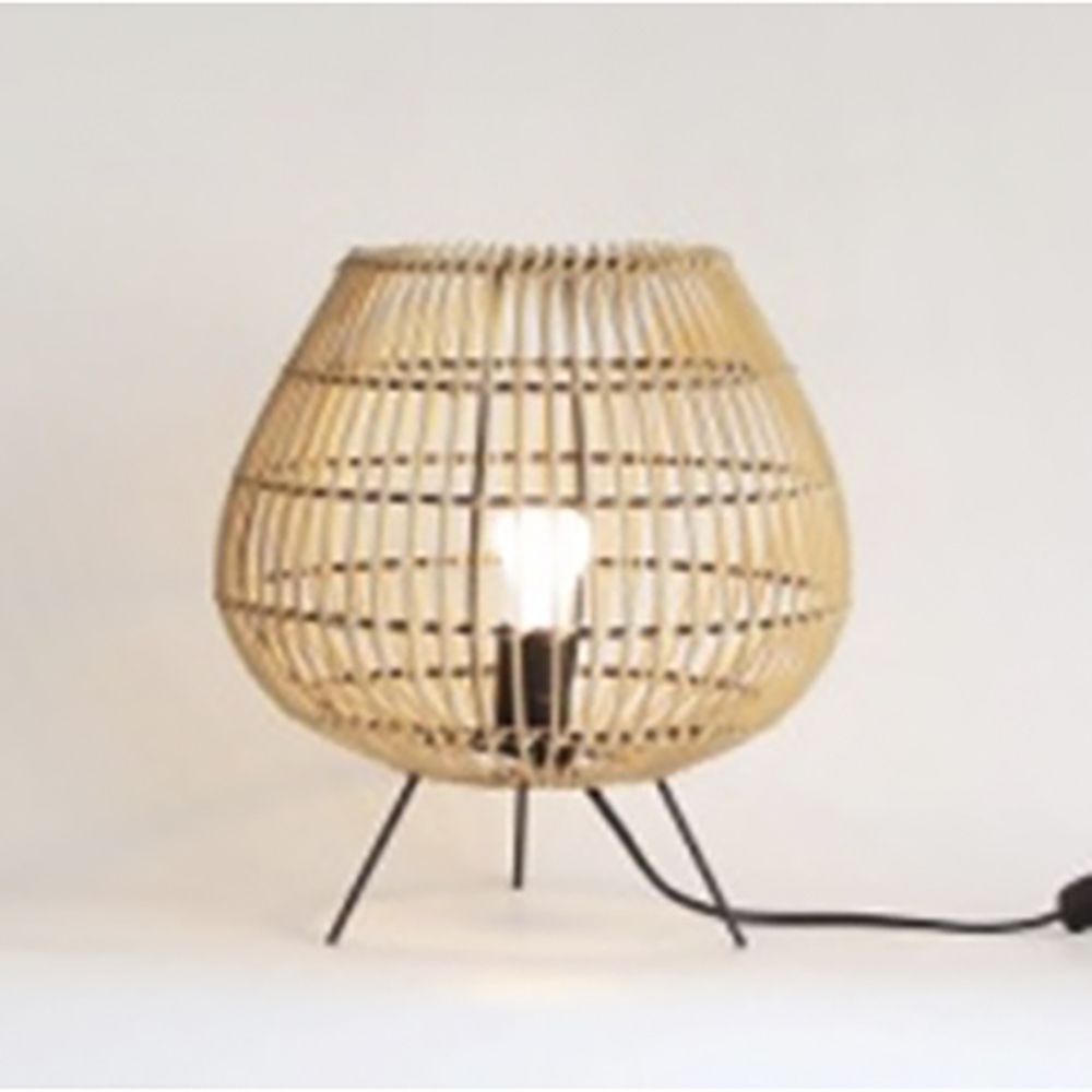 Плетена ратанова лампа с метална основа, Ф 31х33 см, 1,5М кабел