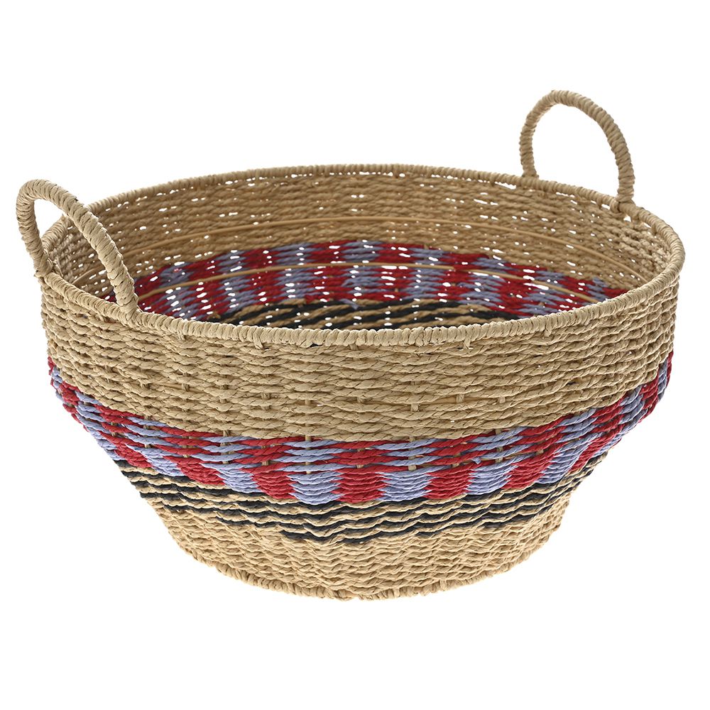 Плетена кошница с  дръжки в Етно стил, Ф 45х20 см