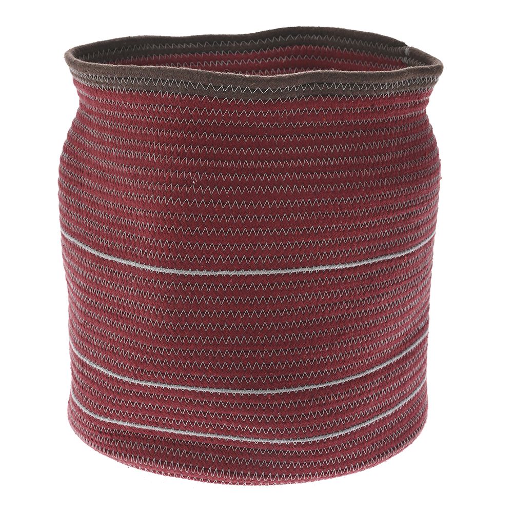 Плетен кош от памучно въже в бордо, Ф 35х36 см