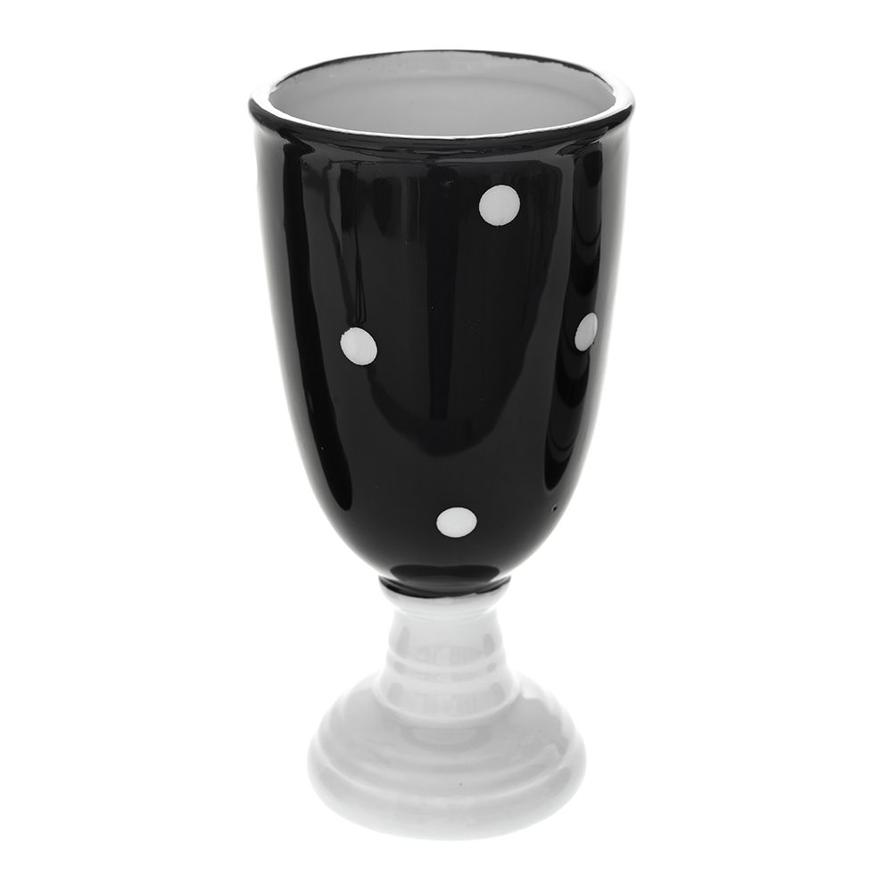 Керамична ваза с черен гланц на точки, Ф 9х17 см