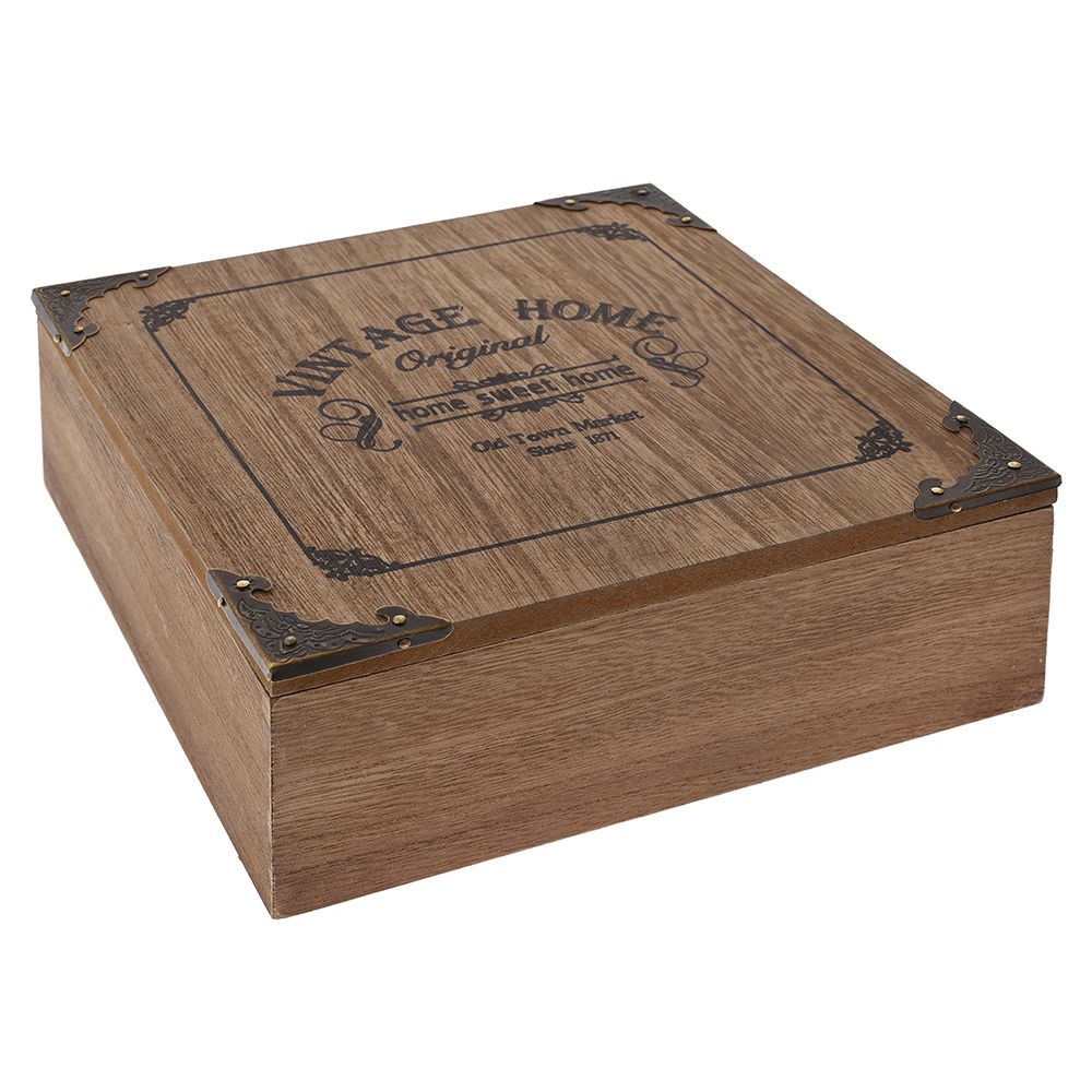 Дървена кутия VINTAGE HOME, 19х19х8 см
