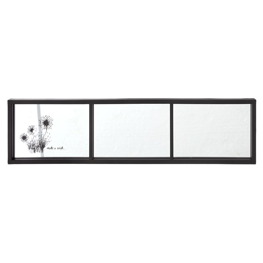 Огледало с метална черна рамка Глухарче, 60х15 см