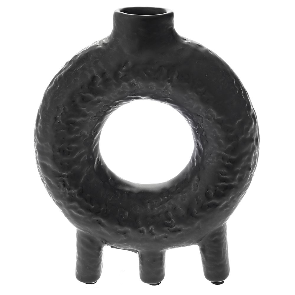 Керамична кръгла ваза в матово черно, 20х10х26 см