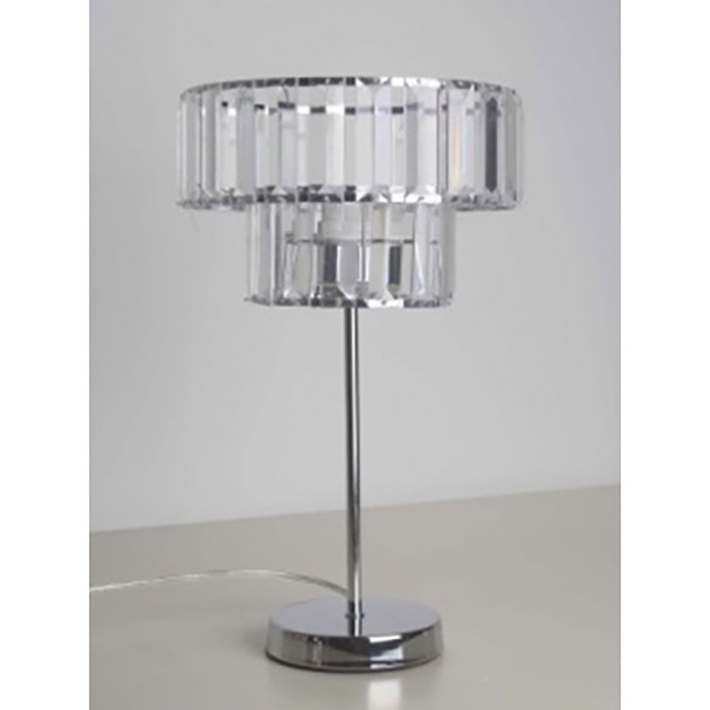 Нощна лампа с метална основа и абажур от прозрачни акрилни орнаменти, Ф 22,5х37 см