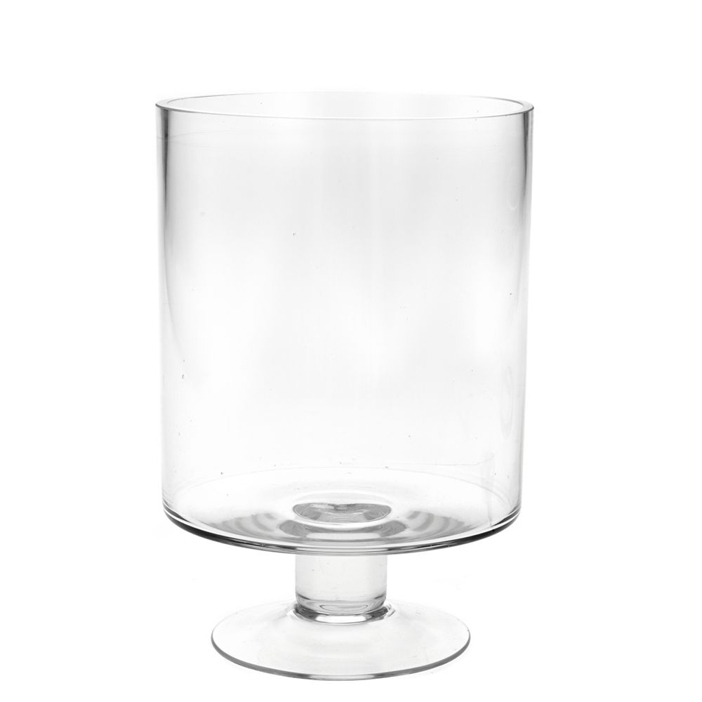 Стъклена ваза от изчистено стъкло на столче, Ф 15х23 см