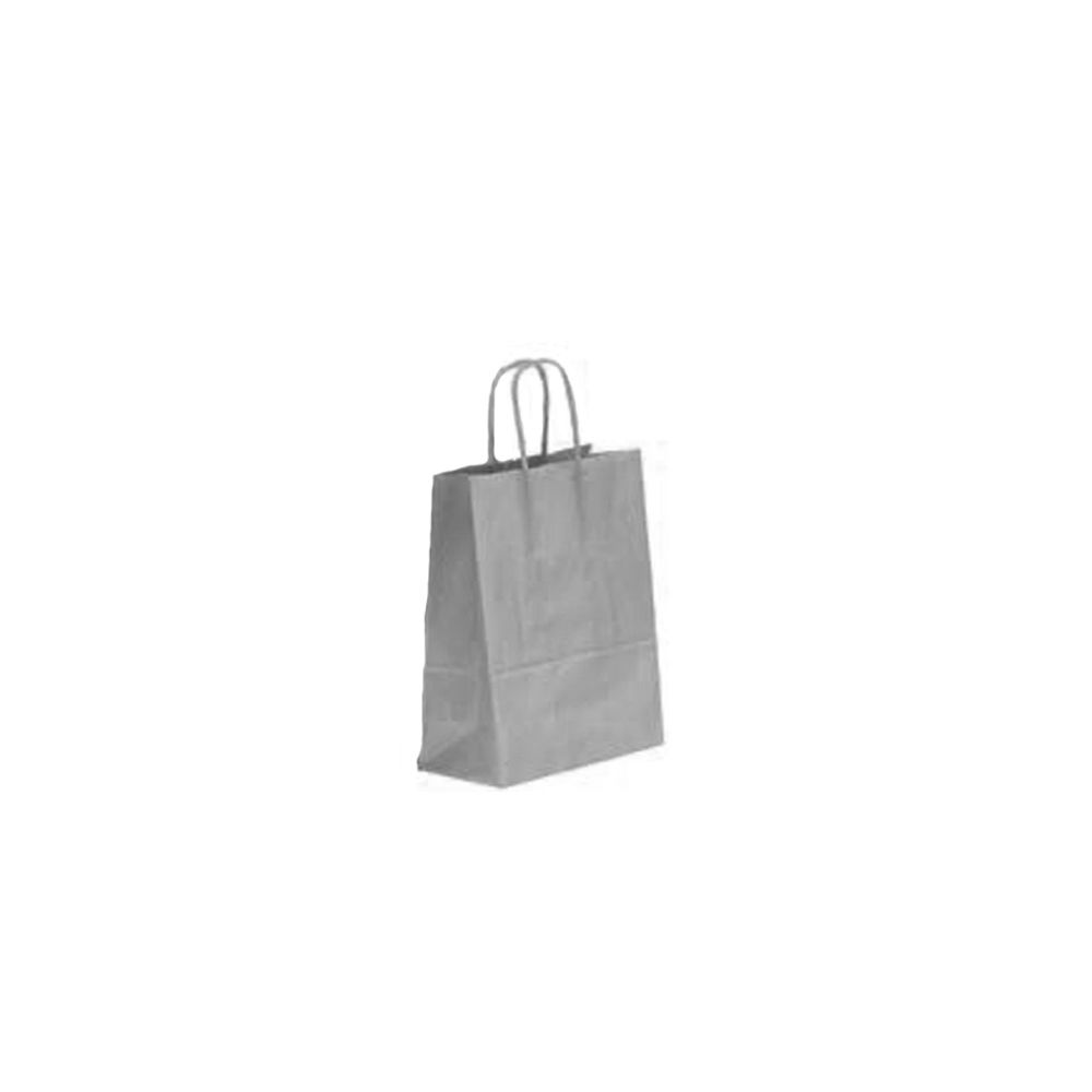 Подаръчна крафт торбичка, сива, 21х27х11 см