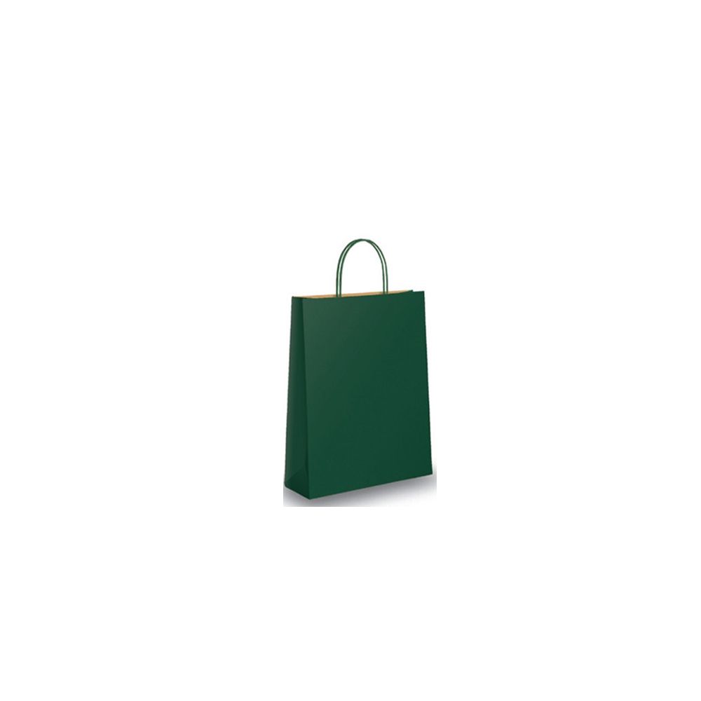 Крафт подаръчна торбичка, тъмно зелена, 21х27х11 см
