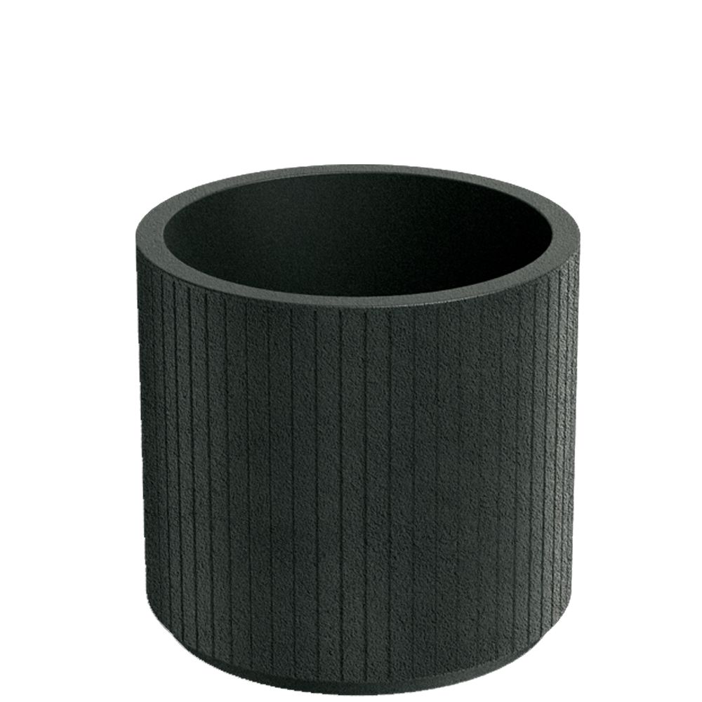  Кръгла пластмасова саксия CORO в цвят въглен, 40x40x36 см