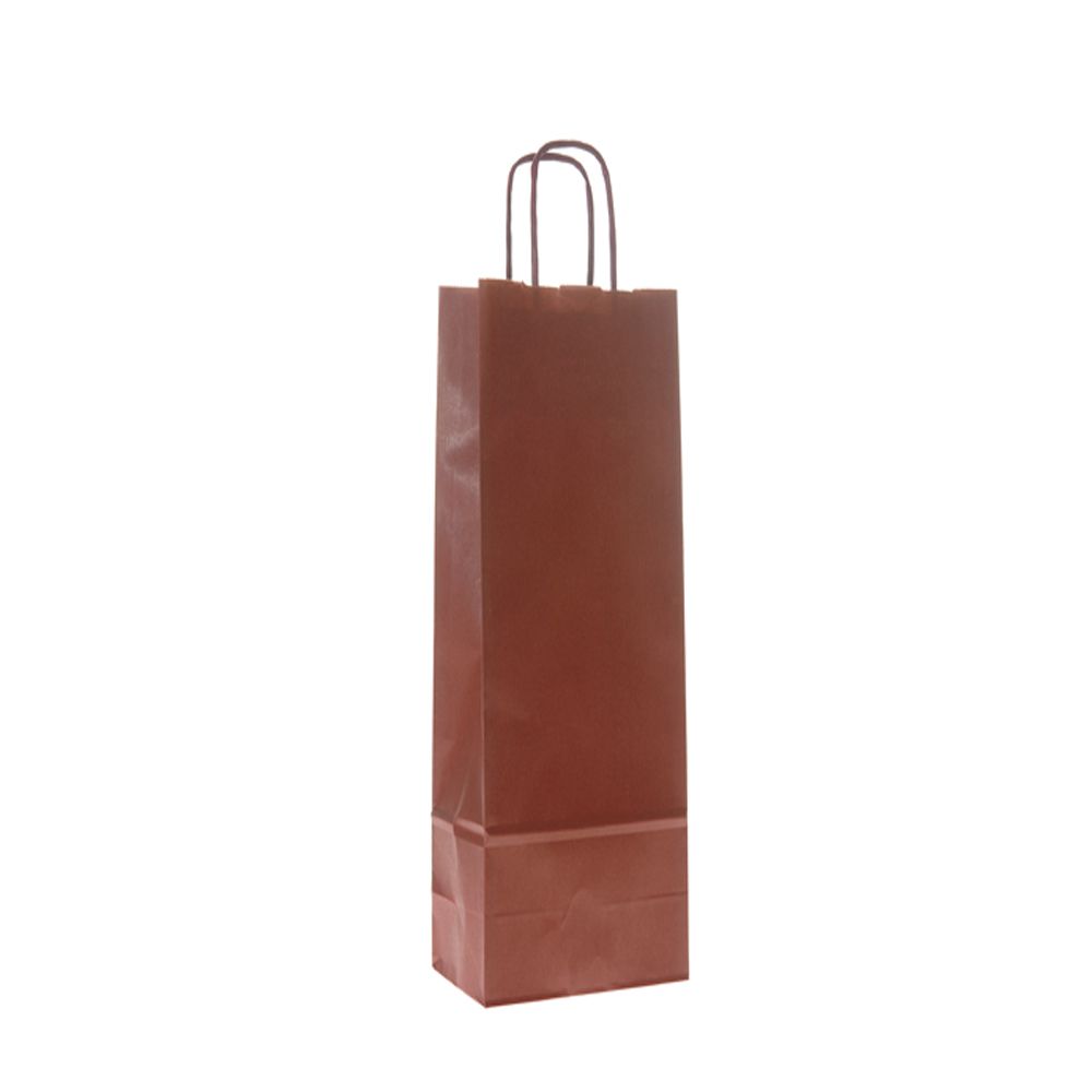 Хартиена подаръчна торбичка за бутилка, бордо, 12х36х9 см