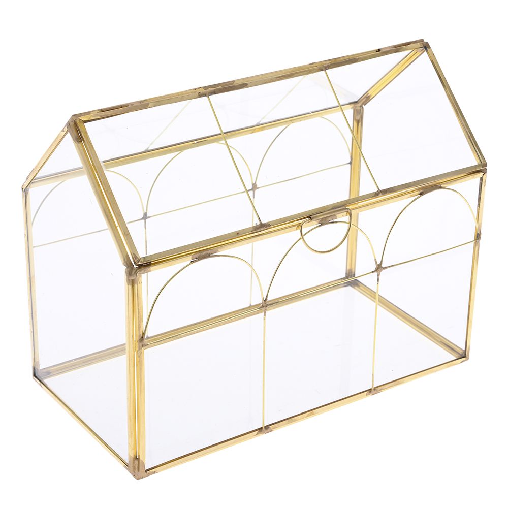 Стъклена кутия със златен кант, 20х11х16 см
