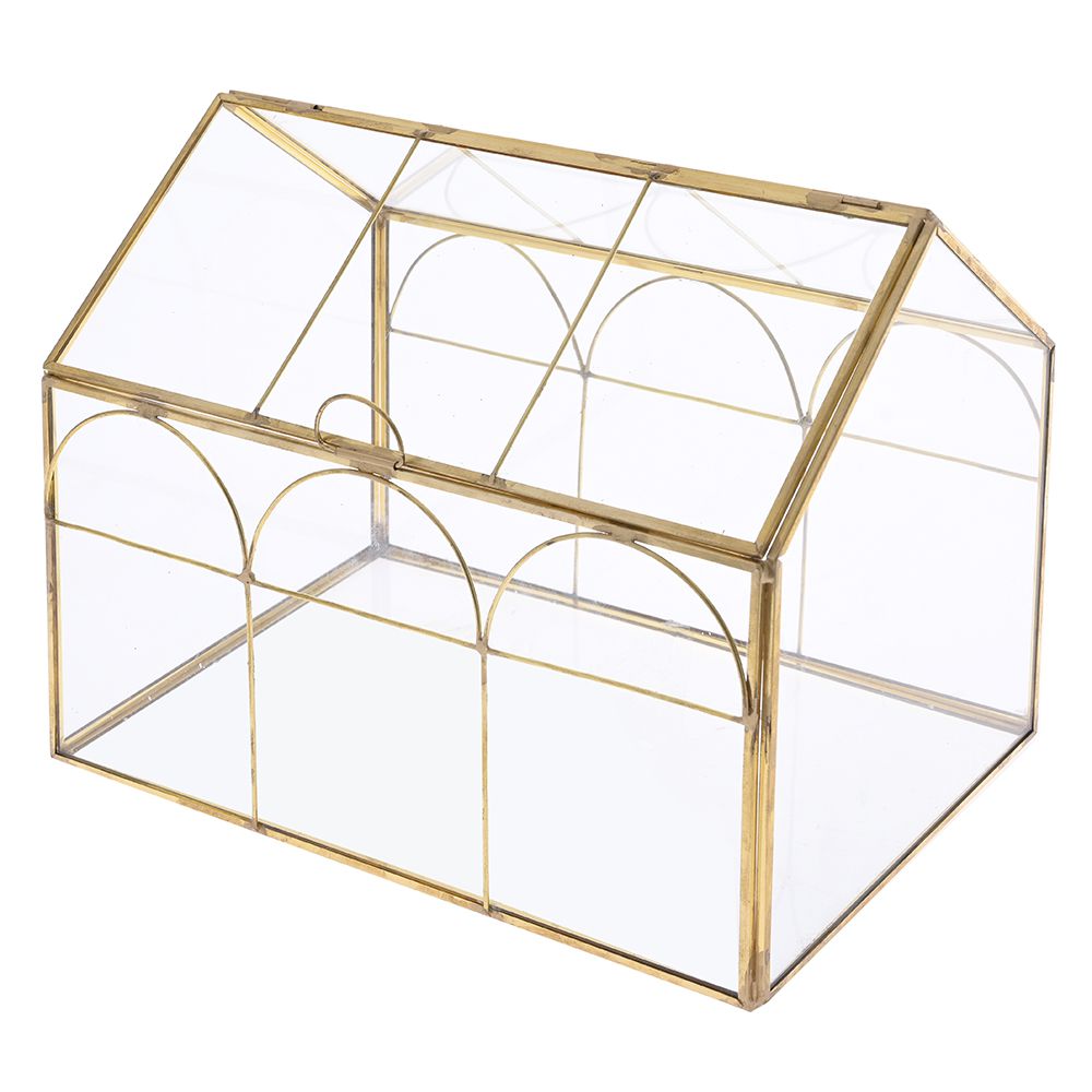 Стъклена кутия със златен кант, 24х15х19 см