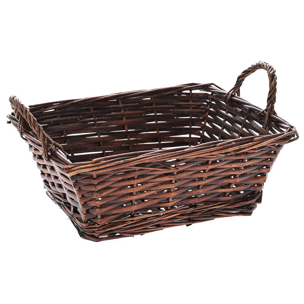Плетена кафява кошница с дръжки, 29х23х11 см