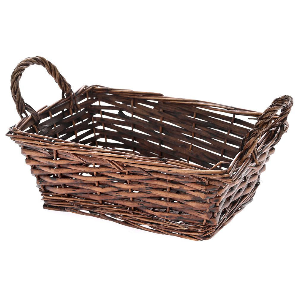 Плетена кафява кошница с дръжки, 24х18х9 см