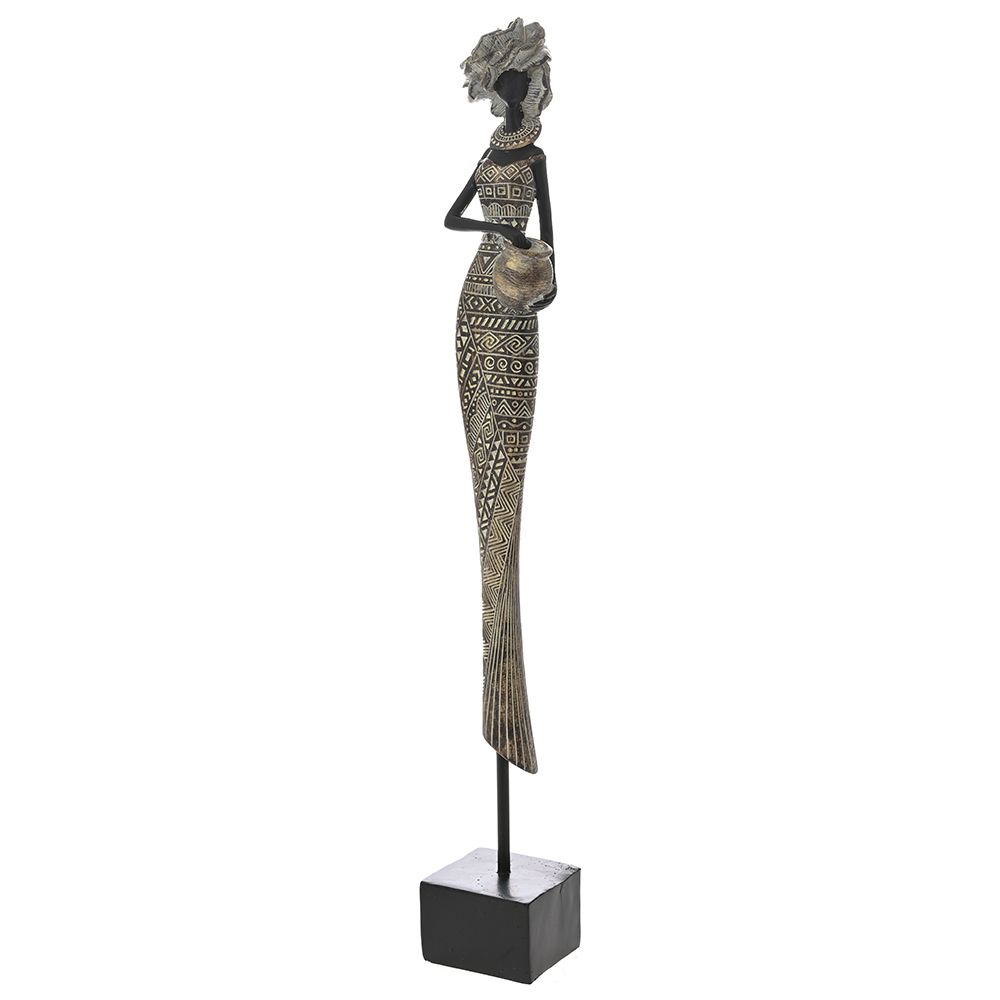 Полирезинова фигура Африканка на черна поставка, 8х7х46 см