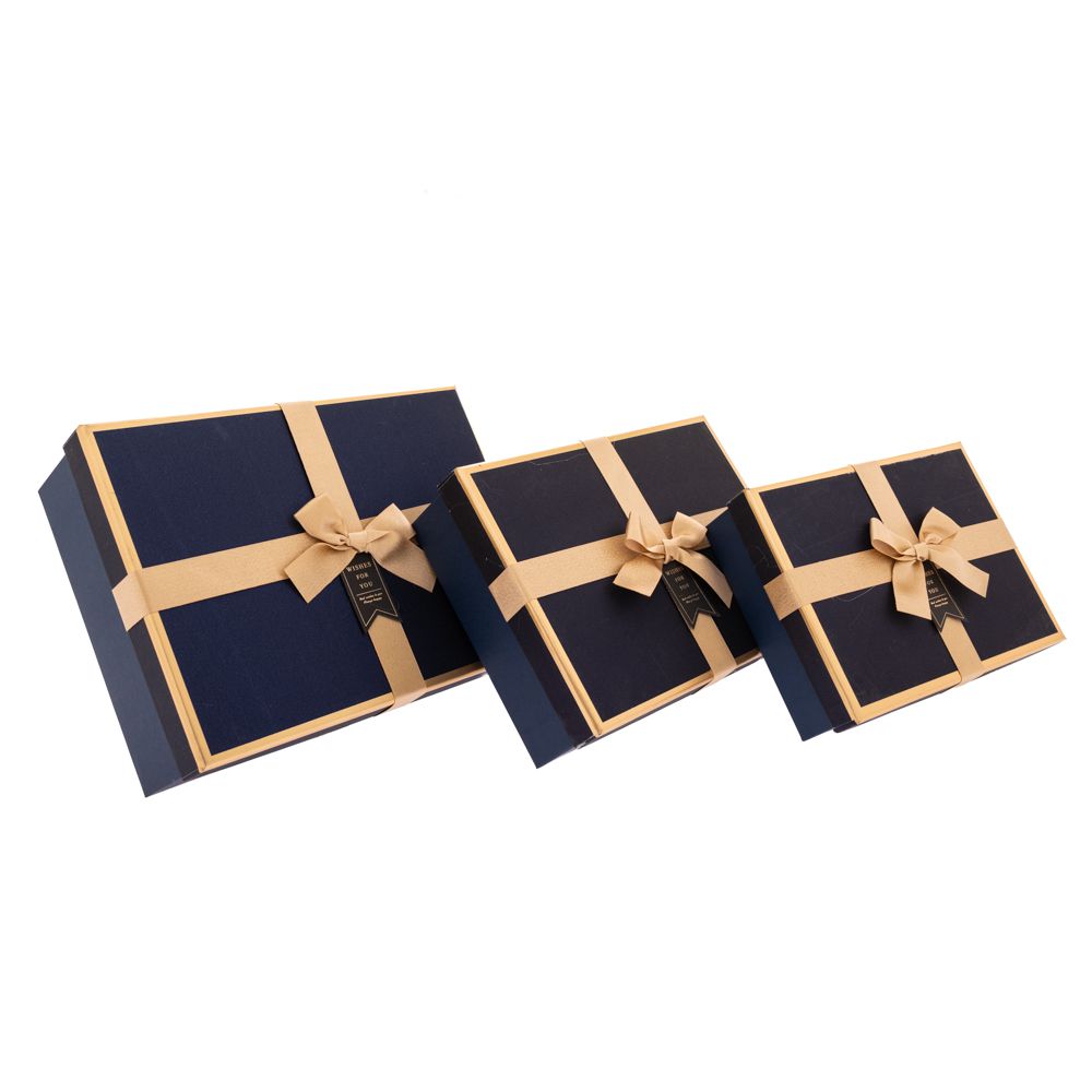  Сини правоъгълни кутии за подарък, к-т 3 бр. 21x29x9, 19x27x7, 17x25x5