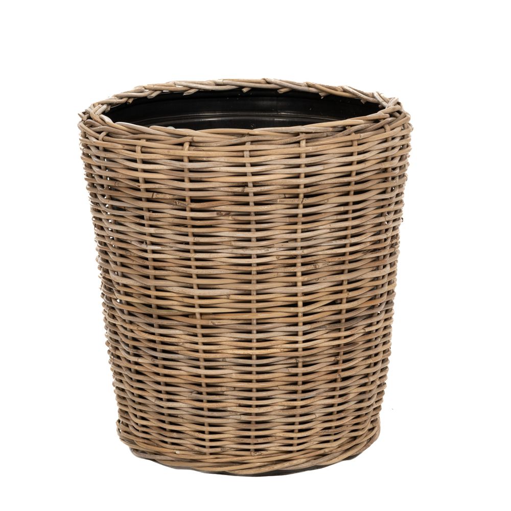 Сива плетена кошница с пластмасова саксия ф52 x 54 см