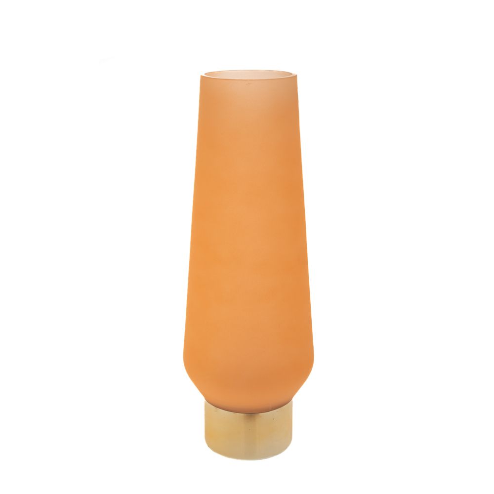 Оранжева ваза от матово стъкло със златна основа ф11.5 15x45см.вис.