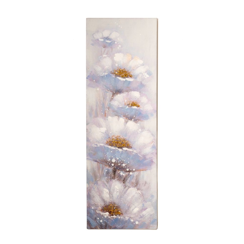 Маслена картина с цветя върху щамповано платно 40х3х120см