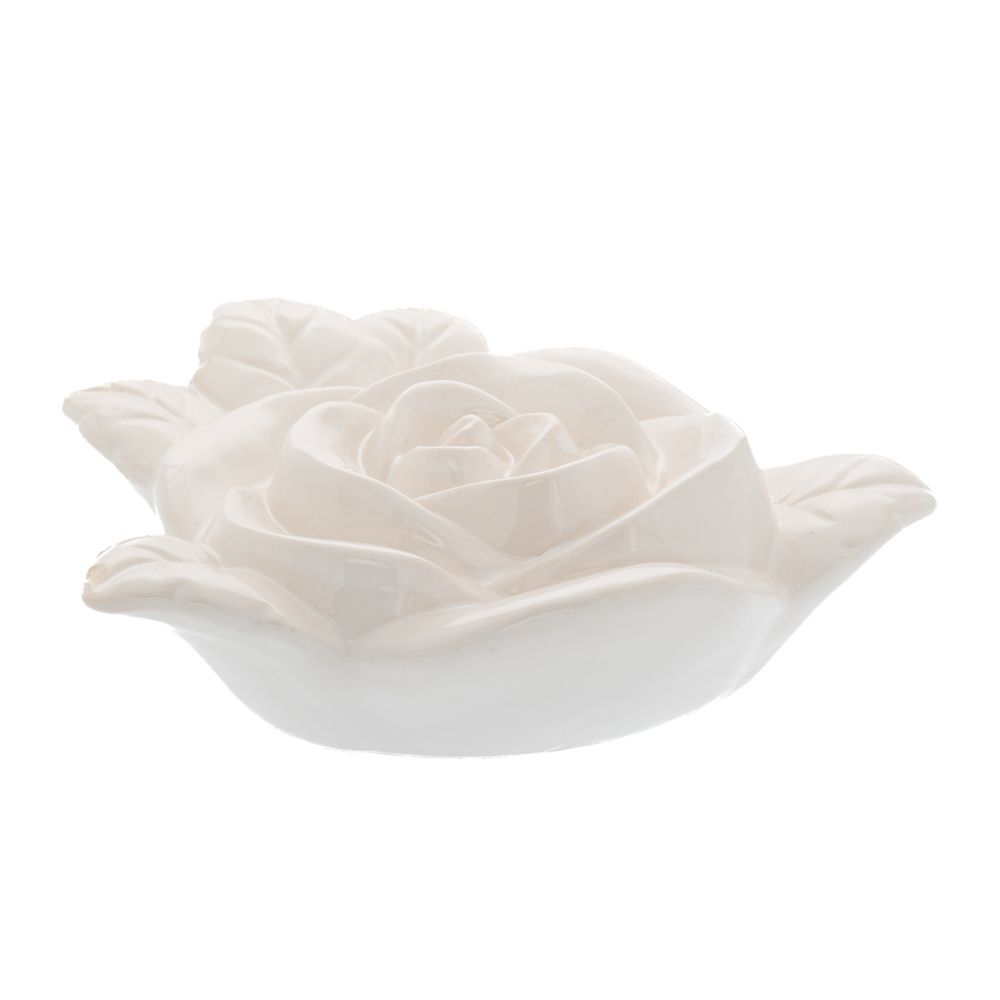 Декоративна бяла керамична роза 25,5х23х8см.