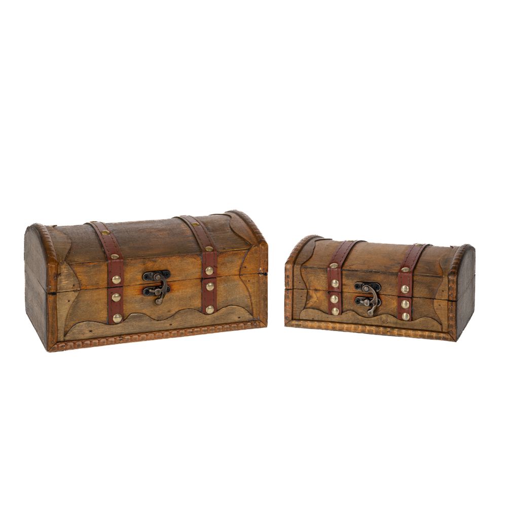 Комплект дървени кафяви кутии,21,5x12x10cm/18x12x8cm