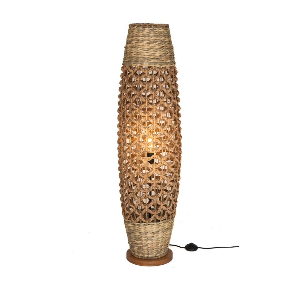 Подова лампа плетена с дървена основа, 33x118см.