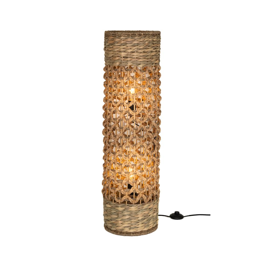 Подова лампа плетена за 2 крушки и дървена основа, 25х90см. 