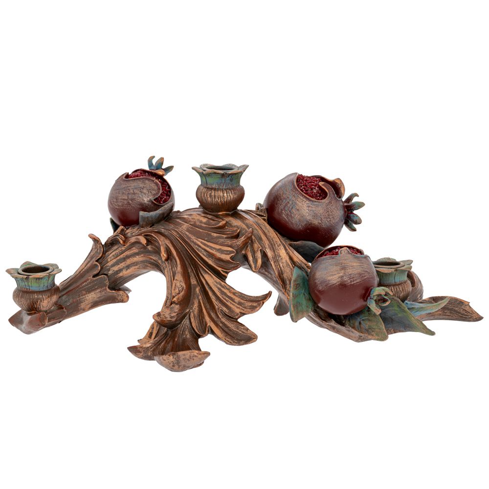  Свещници от медна смола с мотив на нар, 41×23×14 см