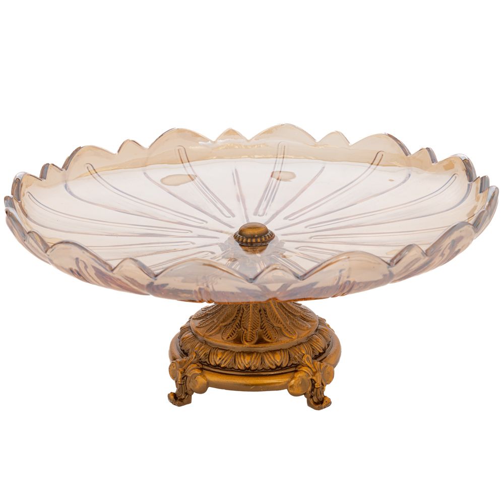  Стъклена тава за мед с метална основа, диаметър 31 см, дължина 16 см