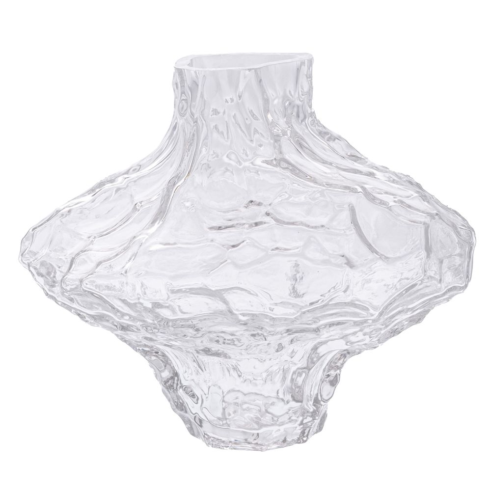  Прозрачна ваза от неравномерно стъкло, диаметър 19 см, височина 16 см