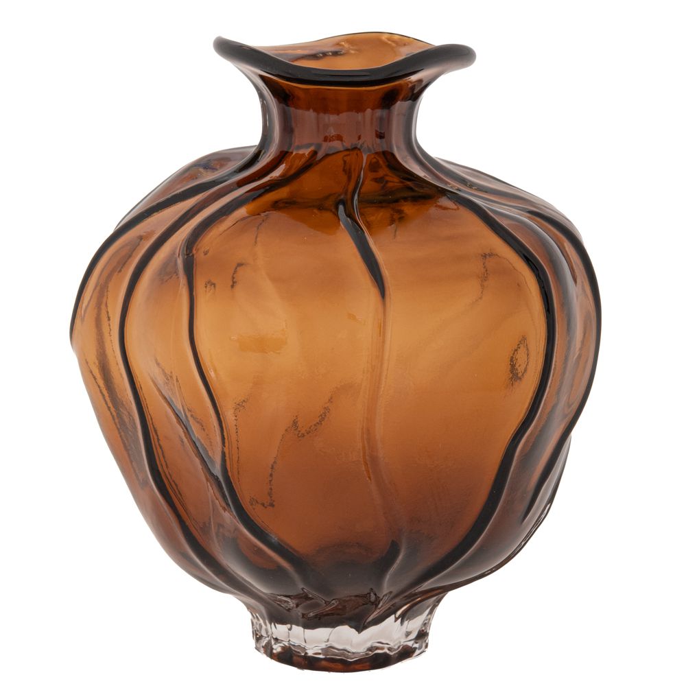  ВАЗА ОТ КАФЯВО СТЪКЛО, 21x23 см