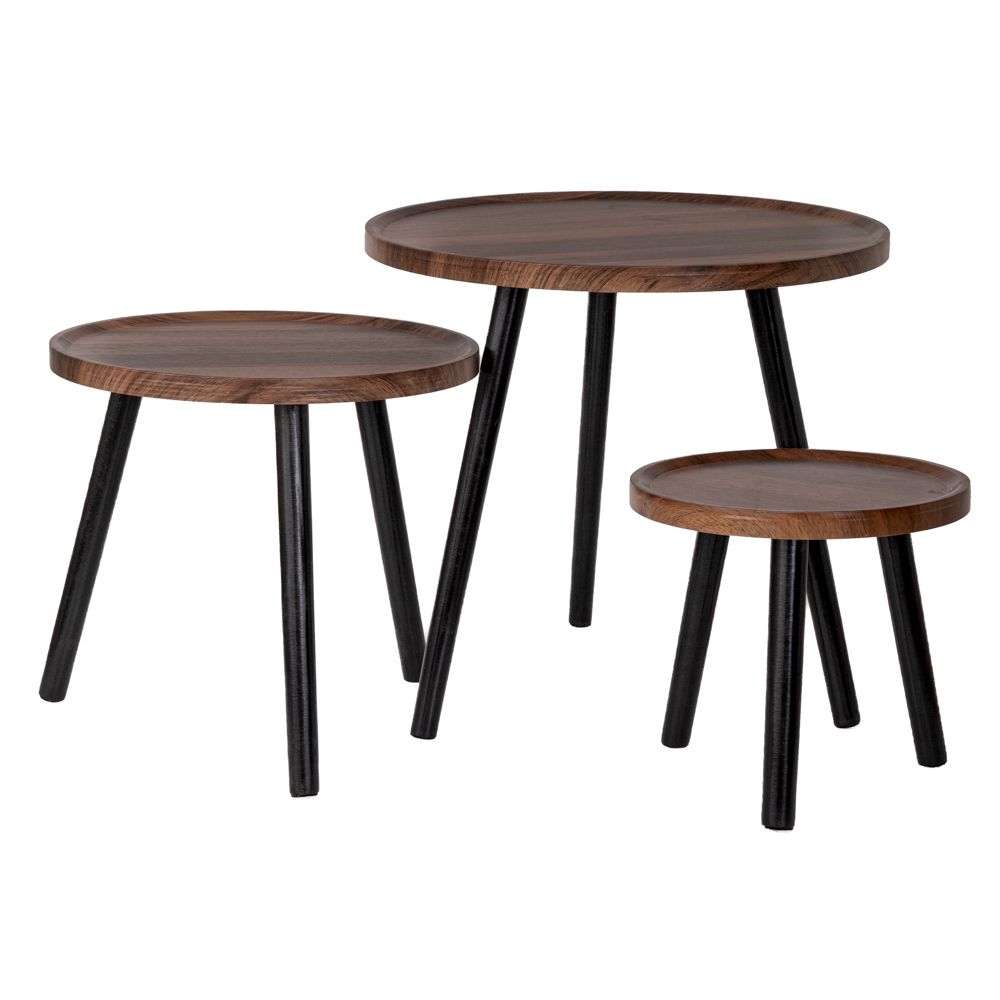  КОМПЛЕКТ ОТ 3 КРЪГЛИ МАСИ В КАФЯВО, МДФ, 50x53 см, 40x43 см, 30x33 см