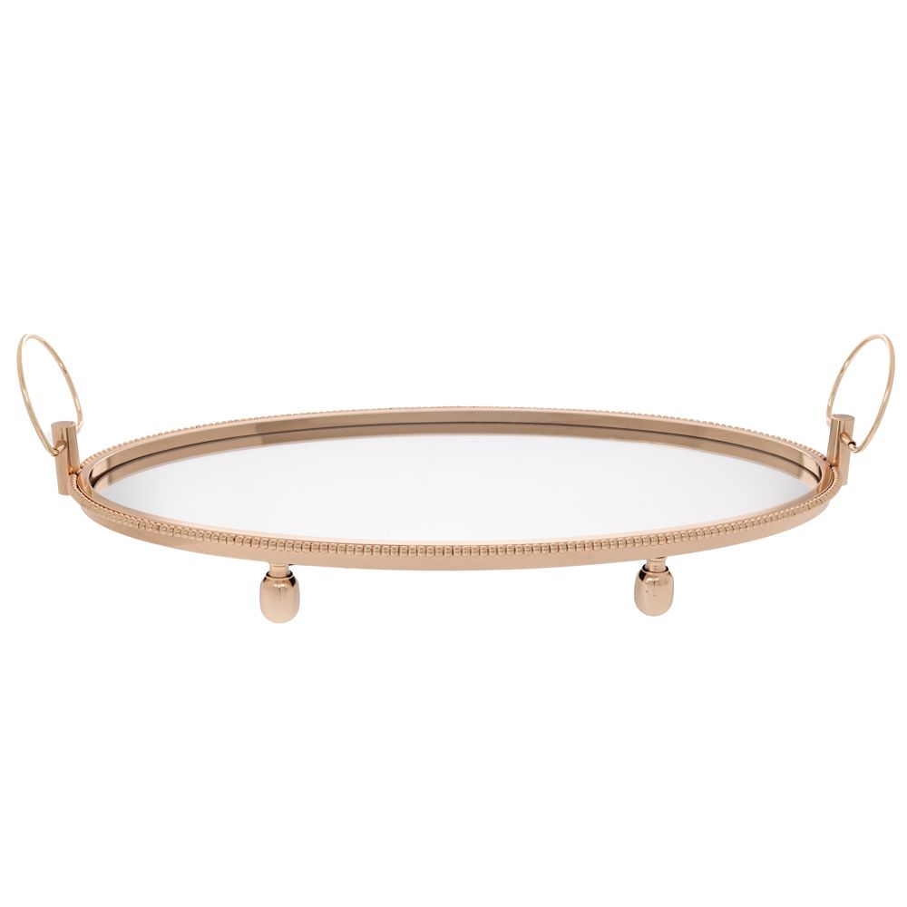  Златна метална тава със стъклена повърхност 66×37×11 см